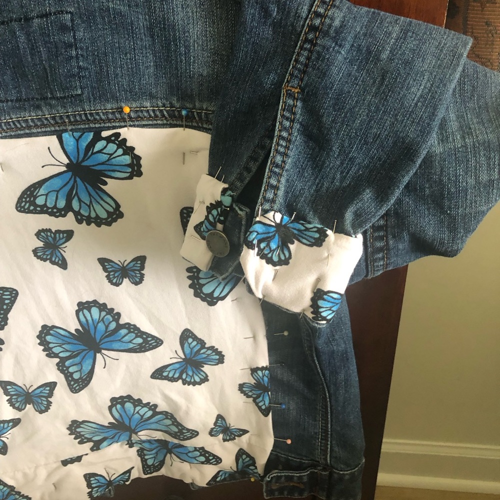 Denim jacket embellished on the back